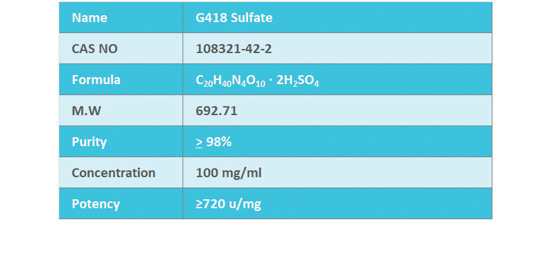 G-418 Sulfate,100mg/ml, Sterile-Filtered Solution