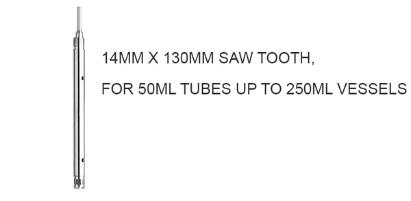 Optional generator 14mm x 130mm saw tooth, for 50ml tubes up to 250ml vessels